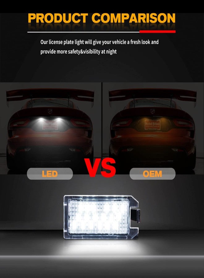 Gempro مصباح لوحة ترخيص LED من Gempro لسيارات فيات 500، دودج فايبر، جيب جراند شيروكي، كومباس، باتريوت، مجموعة مصباح لوحة الترخيص الخلفي (قطعتان) - Image 4